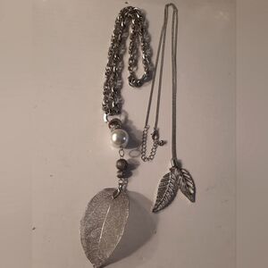 Elegant Silver Leaf Pendant Necklaces